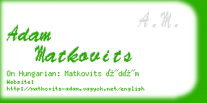 adam matkovits business card